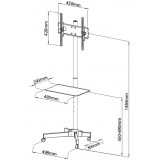 Supporto a Pavimento con Mensola Trolley TV LCD/LED/Plasma 23''-55''
