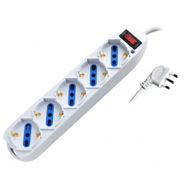 Multipresa 5 Posti Italiana Bipasso / Schuko con spina 10A