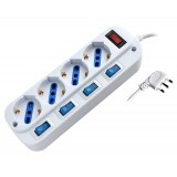 Multipresa 4 Posti Bipasso con Interruttori indipendenti e protezione da sovraccarico