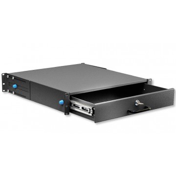 Cassetto Porta Tastiera 2U per Armadi Rack 19'' con Serratura Nero