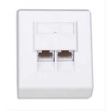Presa a Muro RJ45 Cat.6 Esterna 2 Porte UTP Bianco