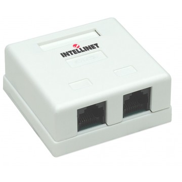 Presa a Muro con 2 Frutti RJ45 Cat. 5E UTP Beige