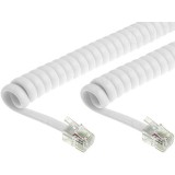 Cavo telefonico spiralato per cornetta 2mt RJ10 4P4C Bianco