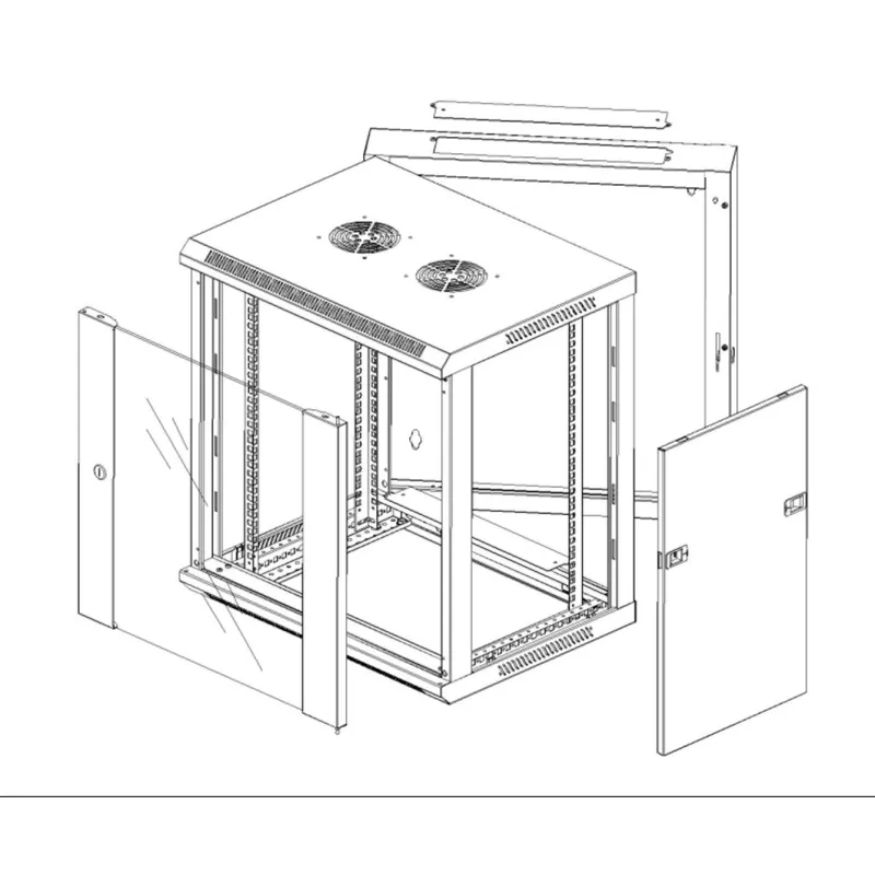 Armadio Rack 19'' a muro 9 unit&agrave; due sezioni Grigio