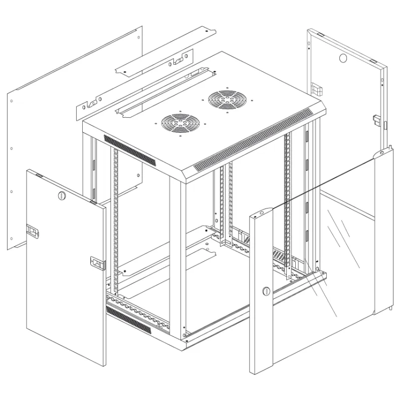 Armadio Rack 19'' a muro 6 unit&agrave; sezione unica prof. 450mm Nero