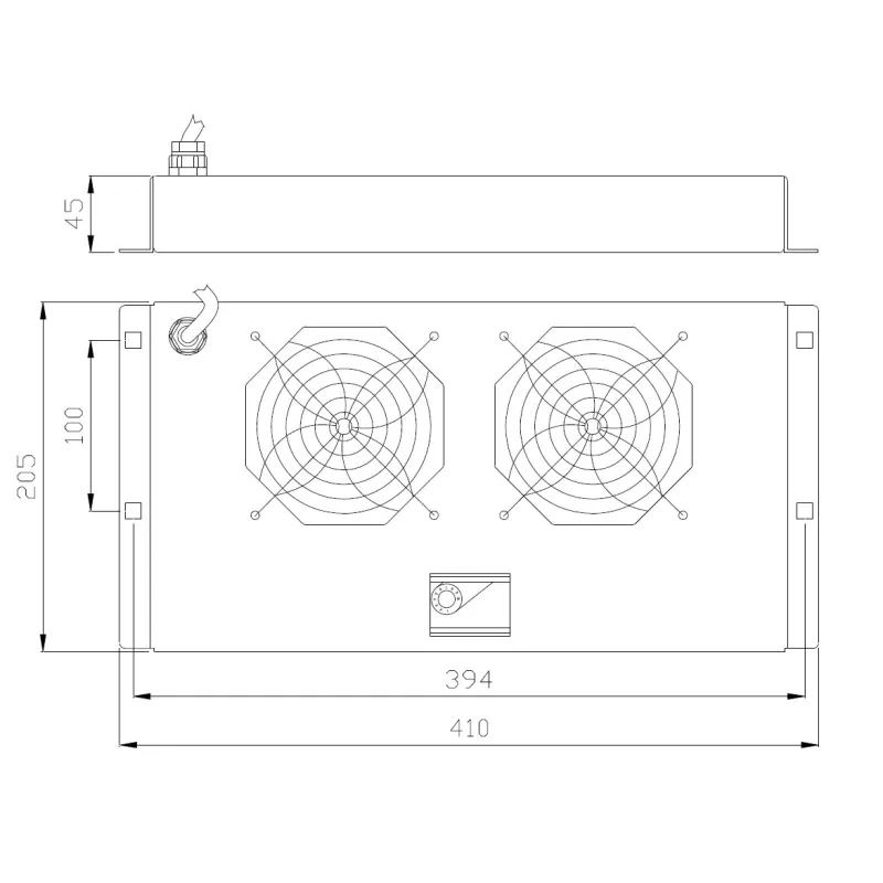 Gruppo di Ventilazione a Soffitto per Rack 19'' 2 Ventole Grigio