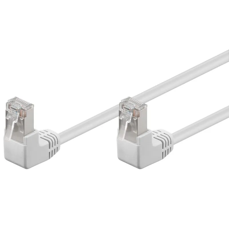 Cavo di rete Patch Angolato 90&deg; CCA Cat. 5e Bianco UTP 1 m