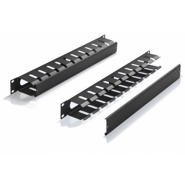 Pannello Passacavi 19'' 1U con Coperchio, Nero