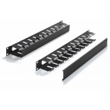 Pannello Passacavi 19'' 1U con Coperchio, Nero