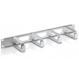 Pannello Passacavi 4 Anelli in Plastica Lunghi 3 Fori 1U Grigio