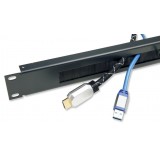 Pannello Passacavi 1U con Coda Fissacavi e Spazzola Antipolvere Nero