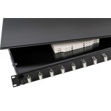 Cassetto Ottico 19'' con 12 bussole LC Duplex Multimodale Nero