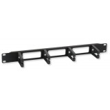 Pannello Passacavi 4 Anelli in Plastica Lunghi 3 Fori 1U Nero