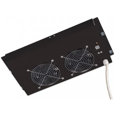 Gruppo di 2 Ventole a Soffitto Senza Termostato per Rack 19'' Nero