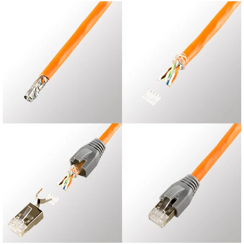 Plug Cat. 6A RJ45 Schermato STP per Cavo Rigido/Flessibile Cat.6/6A/7 10pz