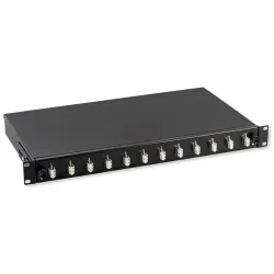 Cassetto Ottico 19'' con 12 bussole LC Duplex Multimodale Nero