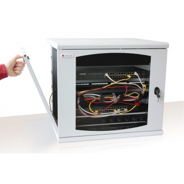 Armadio Rack 19'' a muro 16 unit&agrave; sezione unica prof. 500mm Nero