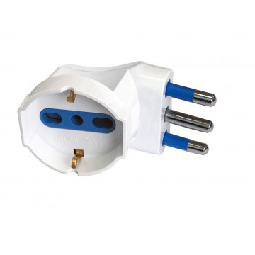 Adattatore spina 16A prese bipasso/Schuko 90&deg; Bianco