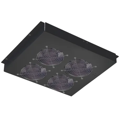 Gruppo di 4 Ventole a Soffitto Senza Termostato per Rack 19'' Nero
