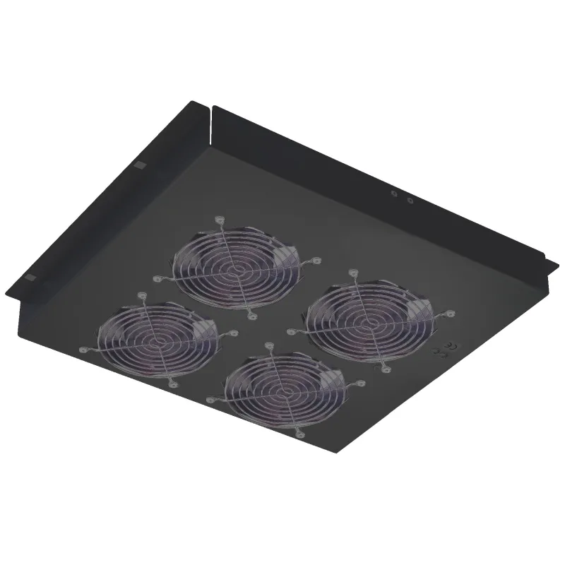 Gruppo di 4 Ventole a Soffitto Senza Termostato per Rack 19'' Nero