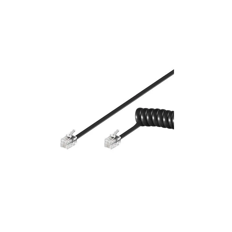 Cavo telefonico spiralato 4mt RJ10 4P4C Nero