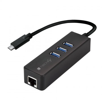 Adattatore Convertitore USB-C&trade; Ethernet Gigabit con Hub 3 porte USB-A 3.0