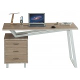 Scrivania per Computer con Tre Cassetti Bianco/Quercia