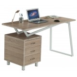Scrivania per Computer con Tre Cassetti Bianco/Quercia