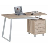 Scrivania per Computer con Tre Cassetti Bianco/Quercia