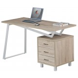 Scrivania per Computer con Tre Cassetti Bianco/Quercia