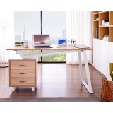 Scrivania per Computer con Tre Cassetti Bianco/Quercia
