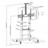 Supporto a pavimento per TV con altezza regolabile, in acciaio, per TV da 60'' a 100''