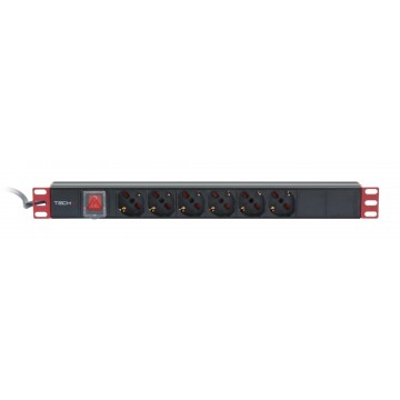 Multipresa 6 Posti da Rack 19'' Spina Italiana con Interruttore 1 U