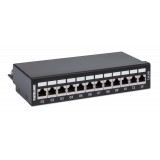 Pannello Patch 12 Posti Cat6a Schermato da Scrivania Nero