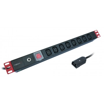 Multipresa 8 Posti C13 da Rack 19'' con Interruttore e Protezione Termica Spina C14 1U