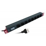 Multipresa 8 Posti da Rack 19'' con Misuratore Voltaggio e Amperaggio Spina Italiana 1U