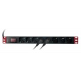 Multipresa 8 Posti da Rack 19'' con Misuratore Voltaggio e Amperaggio Spina Italiana 1U
