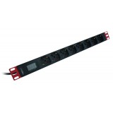 Multipresa 8 Posti da Rack 19'' con Misuratore Voltaggio e Amperaggio Spina Italiana 1U