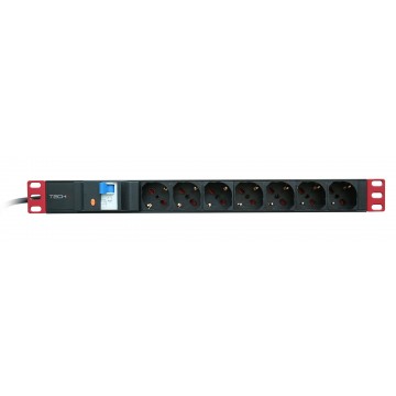 Multipresa 7 Posti da Rack 19'' con Protezione da Dispersioni Spina Italiana 1U