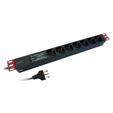 Multipresa 7 Posti da Rack 19'' con Filtro di Protezione 3 LED Spina Italiana 1U