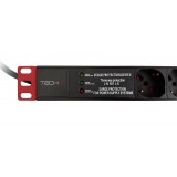 Multipresa 7 Posti da Rack 19'' con Filtro di Protezione 3 LED Spina Italiana 1U