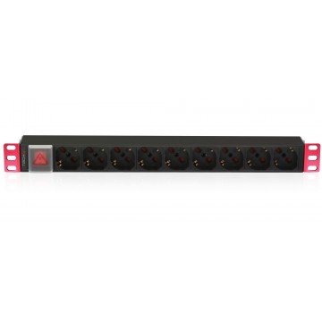 Multipresa 9 Posti da Rack 19'' con Interruttore Spina Schuko 1U