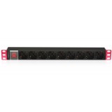 Multipresa 9 Posti da Rack 19'' con Interruttore Spina Schuko 1U