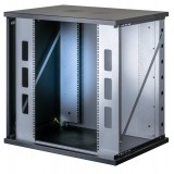 Armadio Rack 19'' a Muro 22U P 600mm Porta Vetro Nero