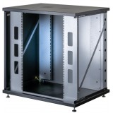 Armadio Rack 19'' a Muro 22U P 600mm Porta Vetro Nero