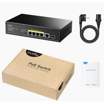 Switch 5 porte PoE+ Gigabit con 1 Slot SFP GS1005PTS1