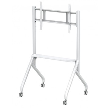 Supporto carrello da Pavimento per monitor tv da 55" a 85" Bianco