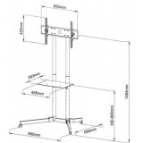 Carrello da pavimento Porta TV 30"-65" Mensola