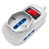 Presa Multipla a 2 Posti 10/16A Bipasso e 1 10/16A Bipasso Schuko con Interruttore