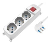 Multipresa 3 Posti Italiana Bipasso / Schuko con spina 16A angolata